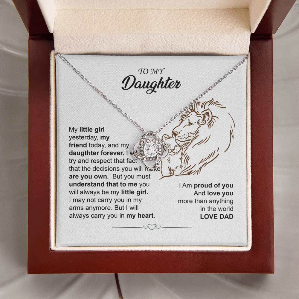 Dad to Daughter Lion Heart Necklace Gift