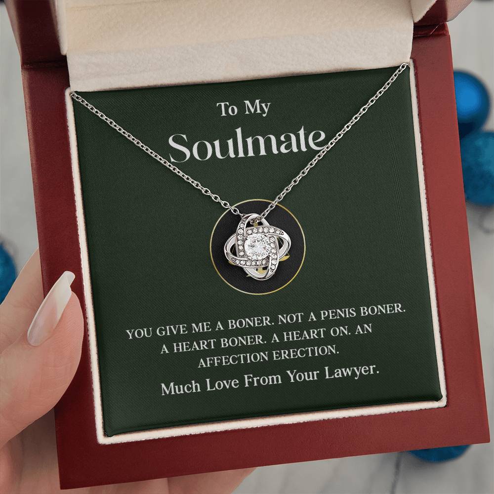 Funny Soulmate Necklace Gift from Lawyer Love Knot Box