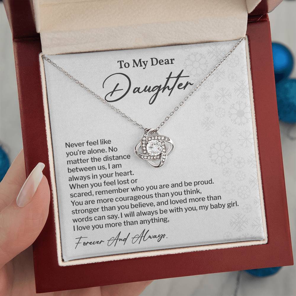 To My Dear Daughter Love Knot Necklace Emotional Love Knot Jewelry For Daughter Motivational Love Knot Necklace For Daughter Forever Love Daughter Necklace Emotional Keepsake Necklace For Daughter Motivational Gift For Daughter Emotional Jewelry Gift