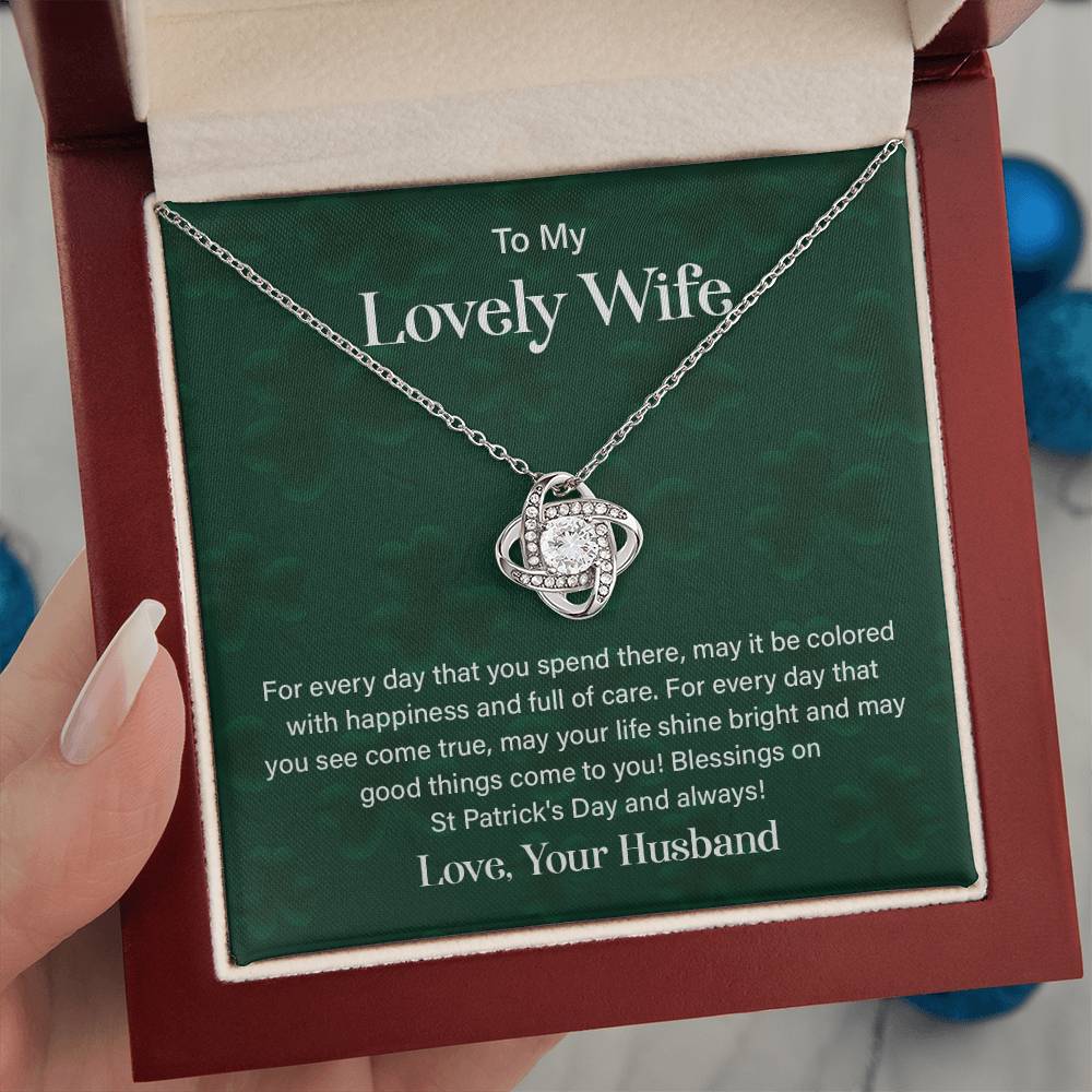 Wife St. Patrick's Day Necklace Gift Box & Card