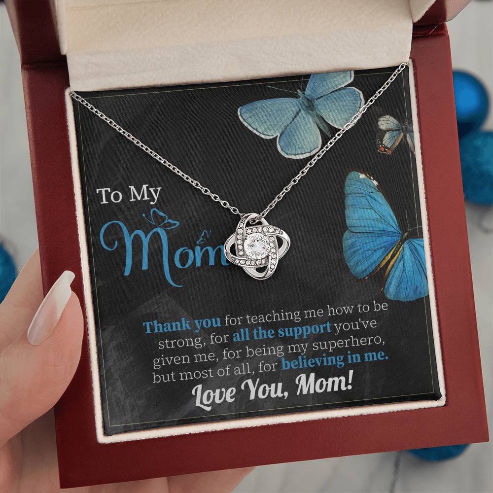 Thank You Mom Necklace – Gift for Believing in Me with Butterfly Card