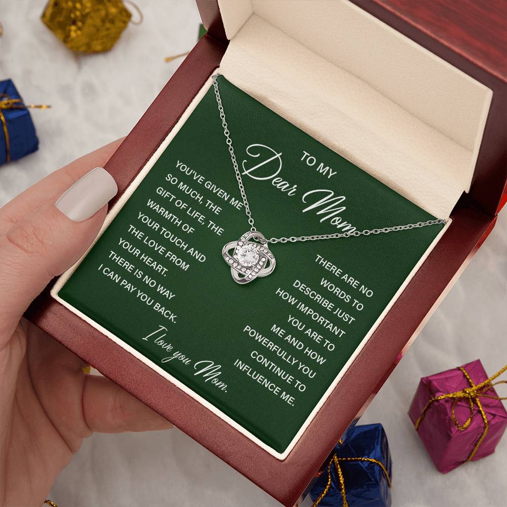 I Love You Mom Necklace with Emotional Gift Note