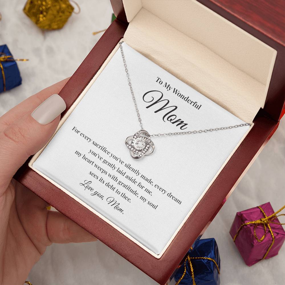 Necklace Gift for Wonderful Mom With Love Knot Pendant