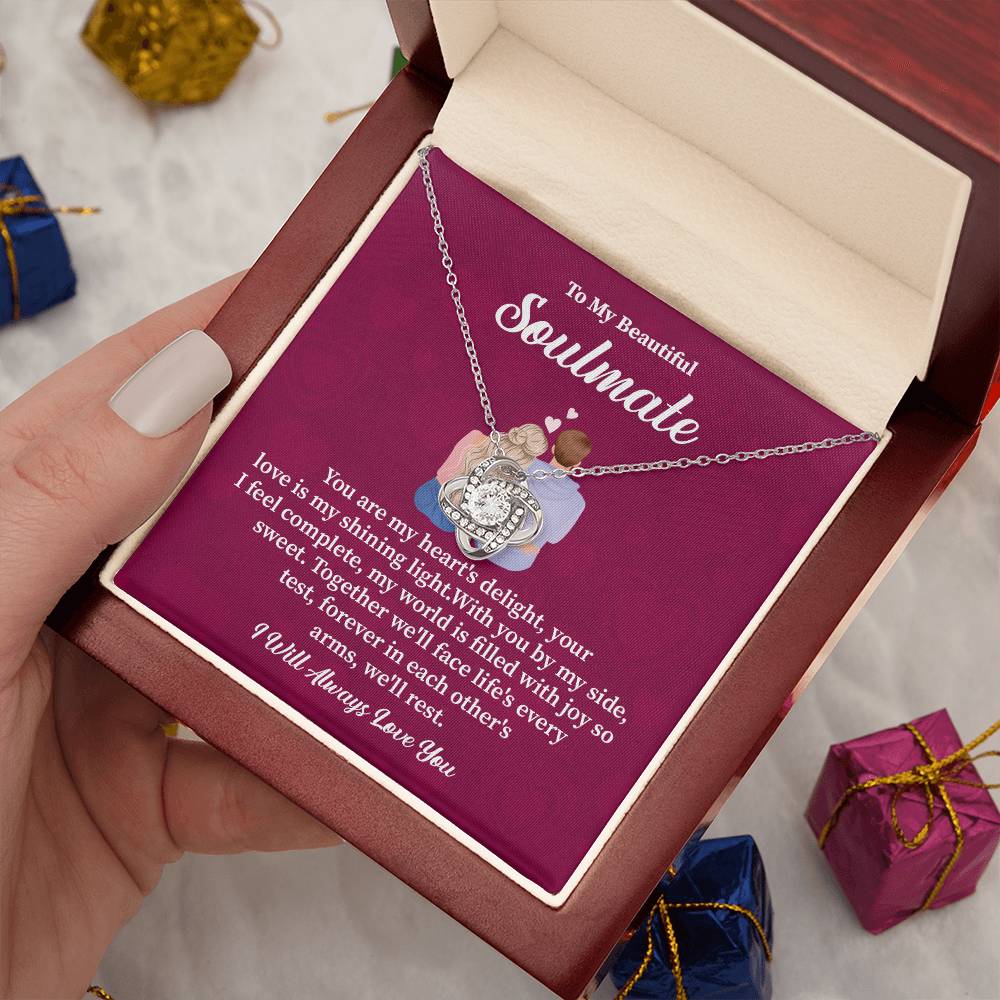 Soulmate Necklace Gift with Romantic Quote Card