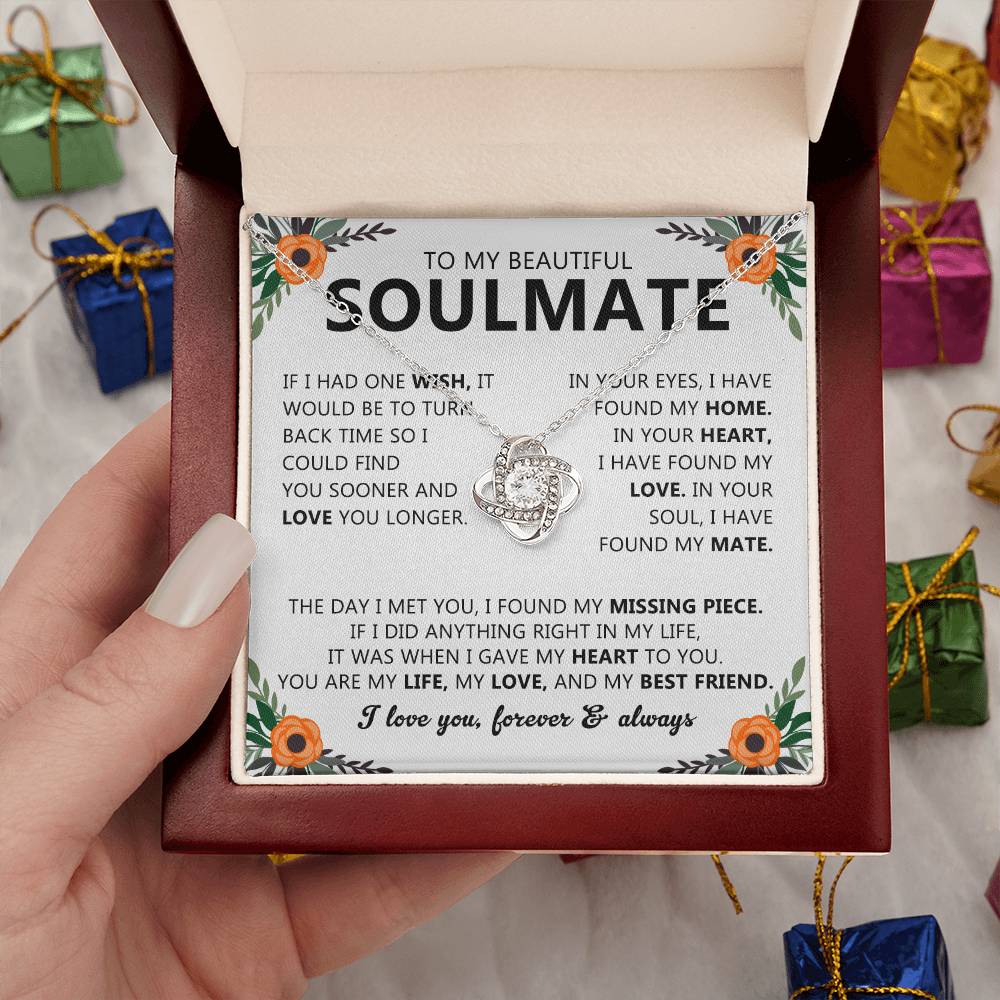 Soulmate Necklace Gift for Women, With Romantic Message Card Anniversary Valentines day