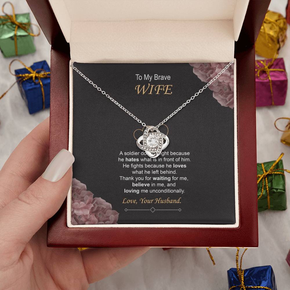 Military Husband to Wife Necklace Gift With Message Card