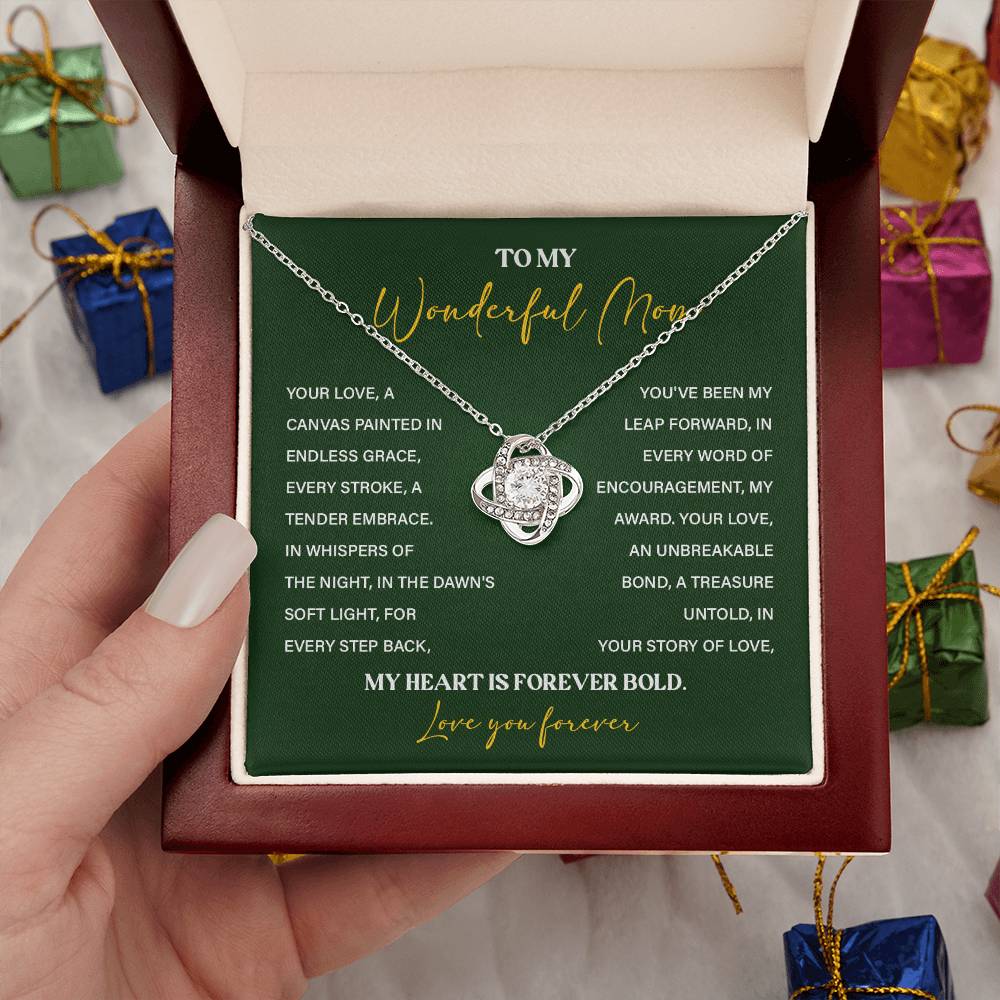 To My Wonderful Mom Necklace with Message Card Gift Box
