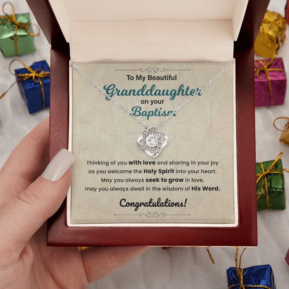 Baptism Necklace Gift For Granddaughter With Message Card