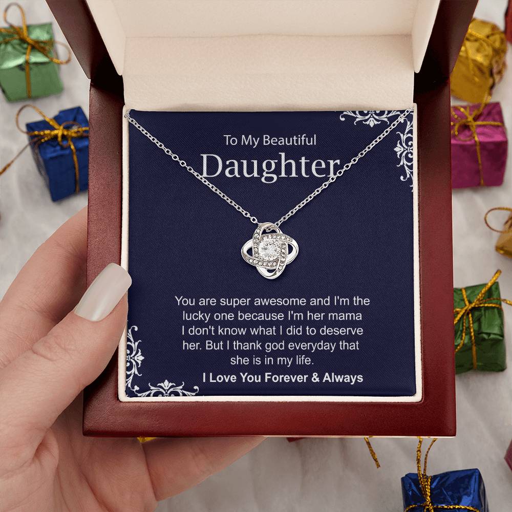 Lucky Mom Necklace Gift for Daughter Love Note