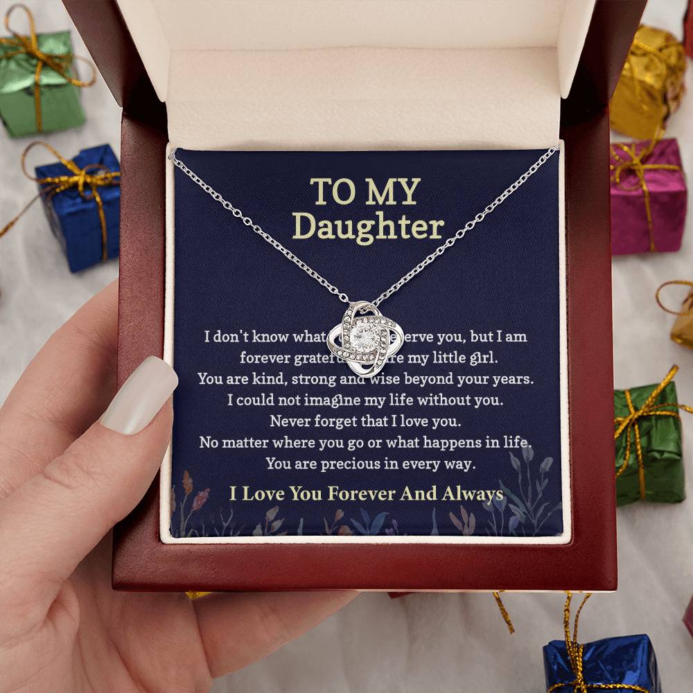 To My Daughter Love Knot Necklace from dad & mom