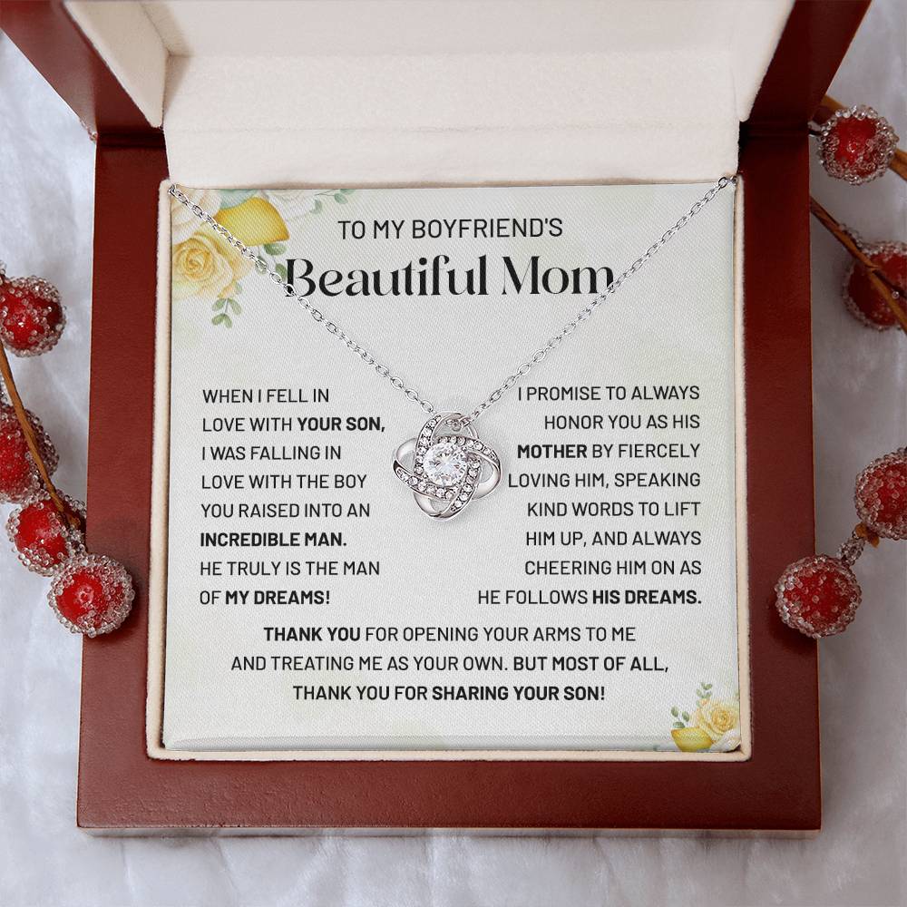 Boyfriend’s Mom Necklace Gift with Message Card