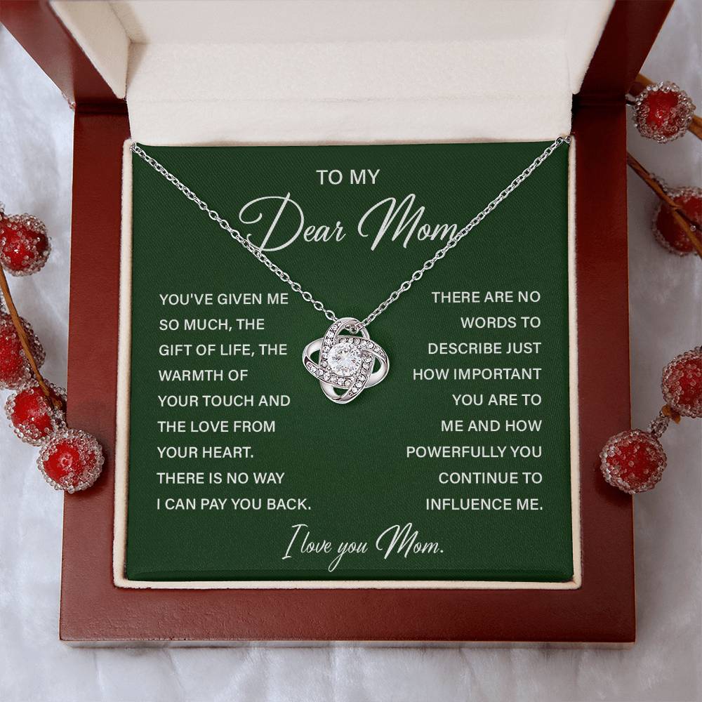 I Love You Mom Necklace with Emotional Gift Note