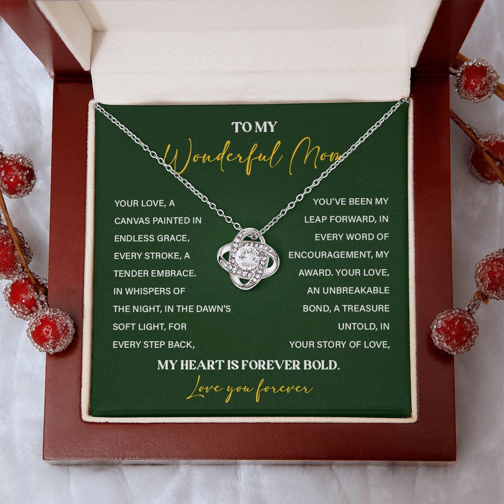 To My Wonderful Mom Necklace with Message Card Gift Box