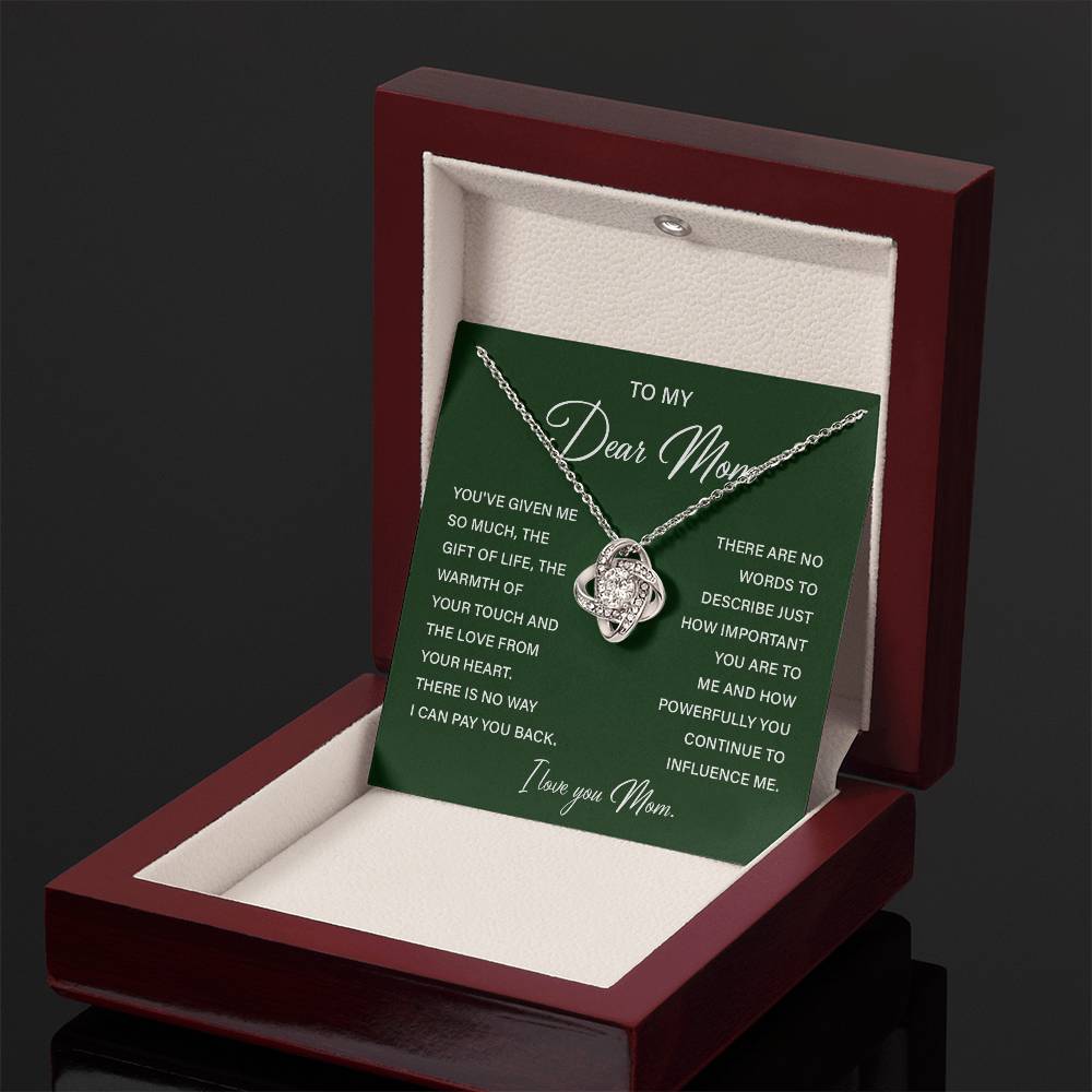 I Love You Mom Necklace with Emotional Gift Note