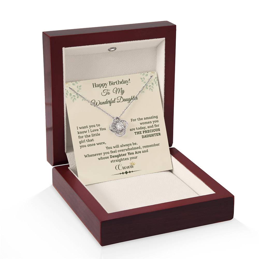 Birthday Necklace Gift for Daughter Crown Message Card