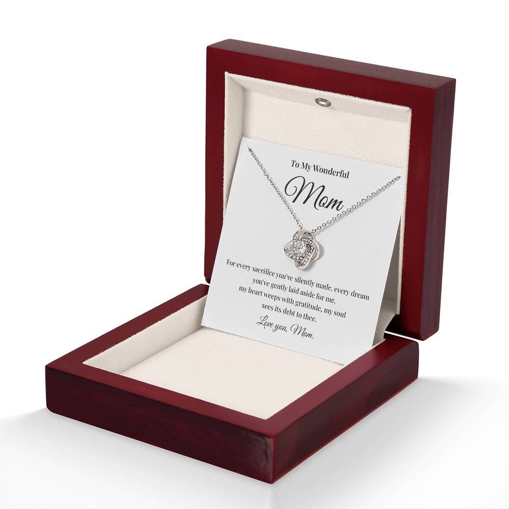 Necklace Gift for Wonderful Mom With Love Knot Pendant