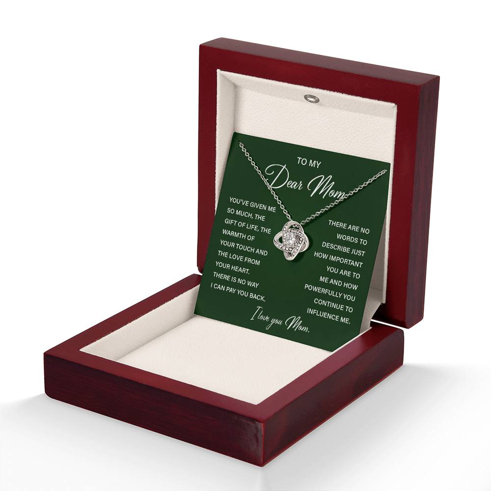 I Love You Mom Necklace with Emotional Gift Note