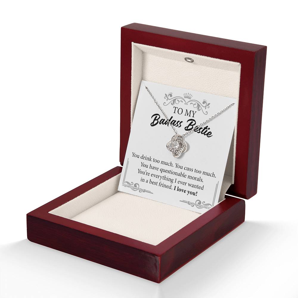 Badass Bestie Necklace Gift with Funny Message Card