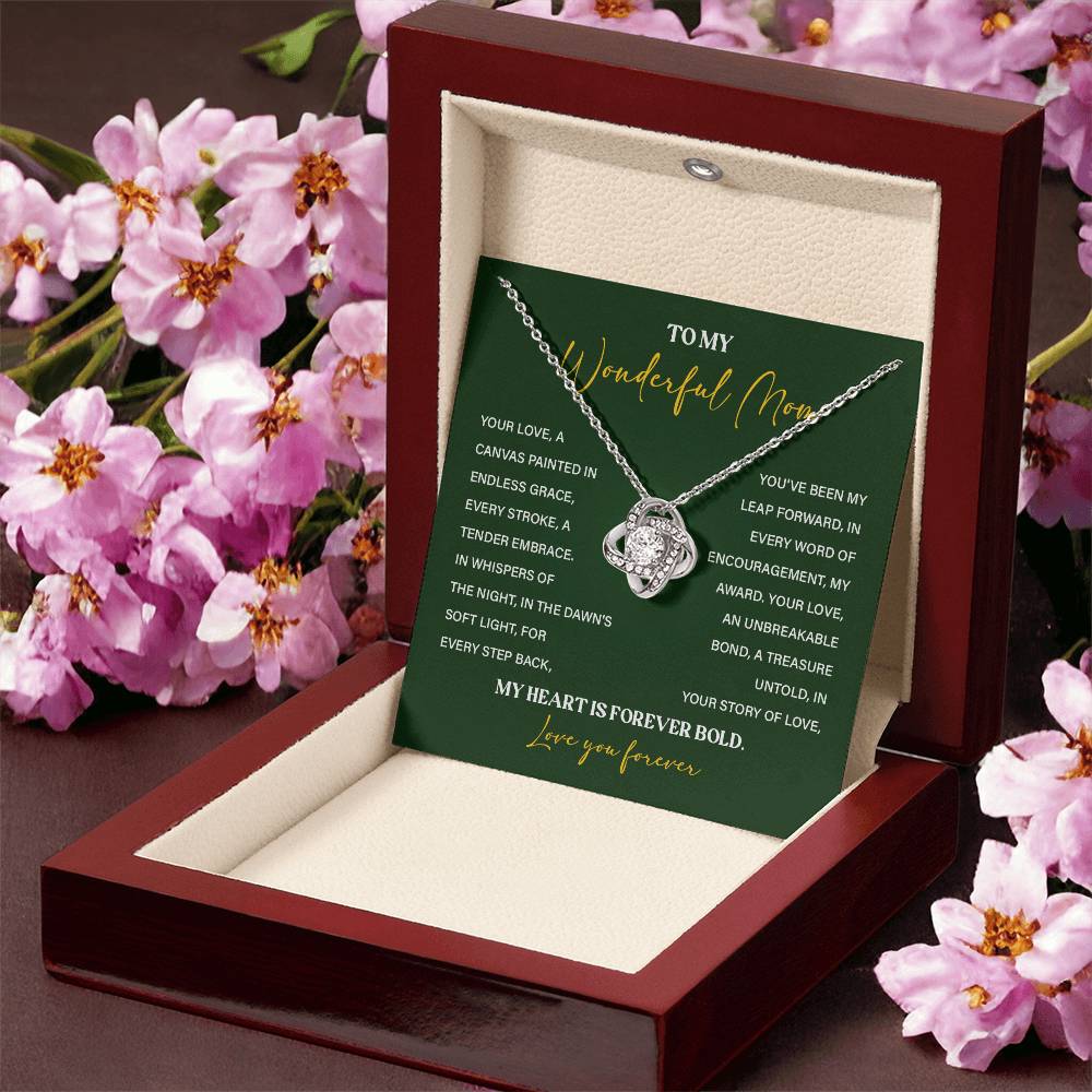 To My Wonderful Mom Necklace with Message Card Gift Box
