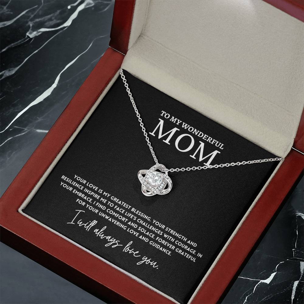 To My Wonderful Mom Necklace Gift with Message Card