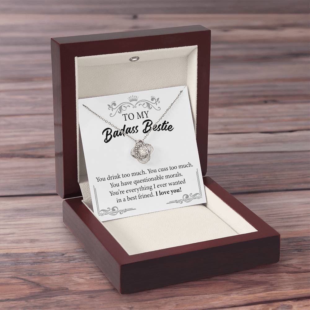 Badass Bestie Necklace Gift with Funny Message Card