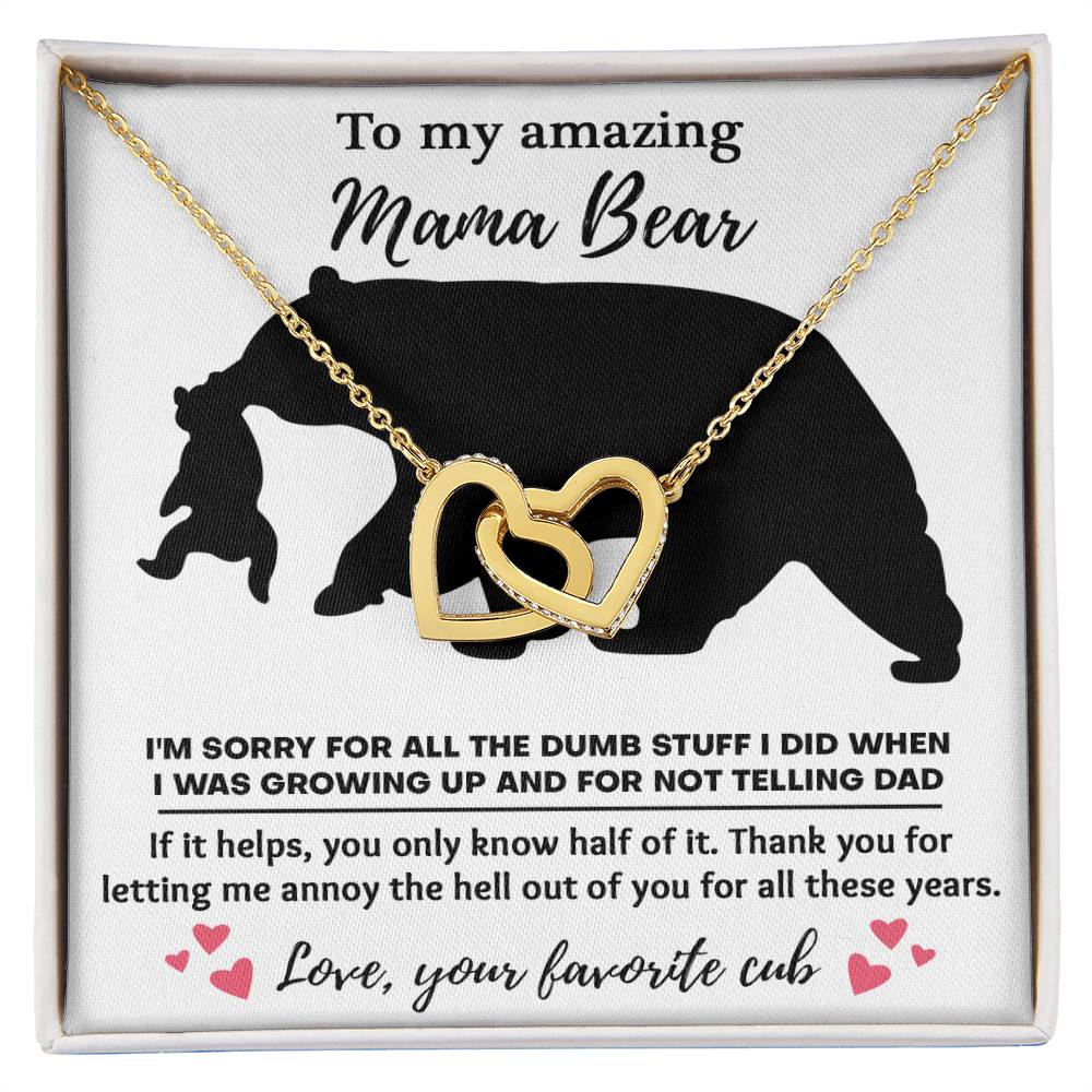 Mama Bear Necklace with Funny Card – Gift from Son or Daughter