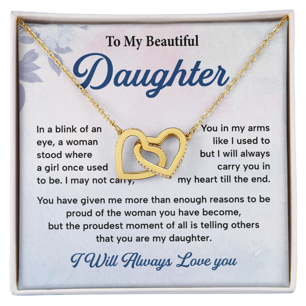 Daughter Gift from Mom or Dad Heart Necklace Card