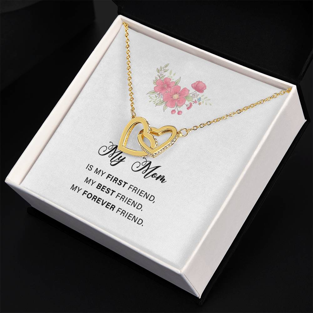 Interlocking Hearts Necklace For Mon with Sweet Message