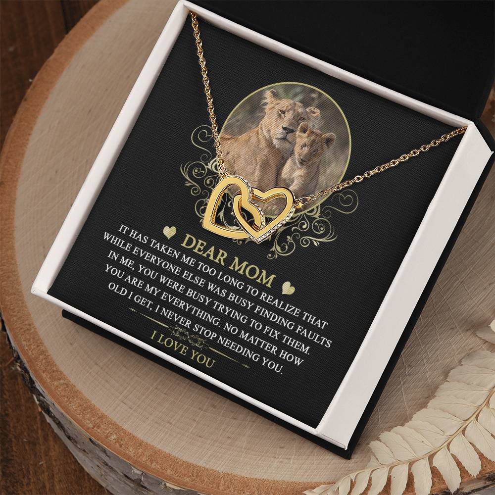 Mom Necklace Gift with Lion Theme – Heartfelt Message Card Inside