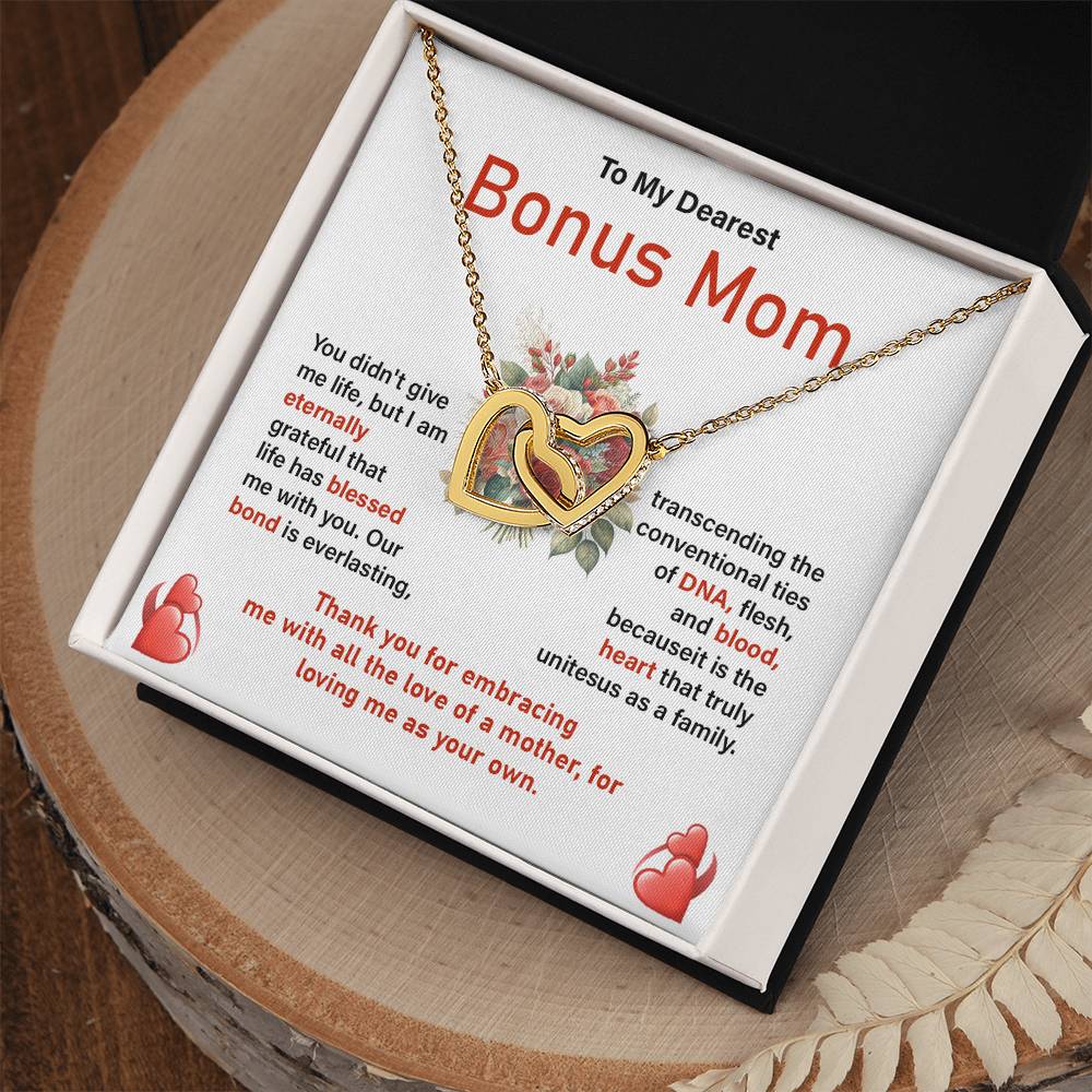 Bonus Mom Necklace Gift from Daughter with Card