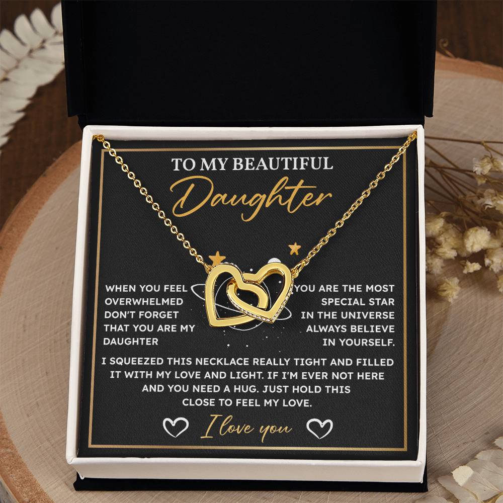 Daughter Necklace Gift with Hug Message Card Box