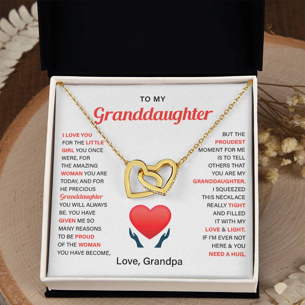 Granddaughter Gift from Grandpa with Heart Necklace