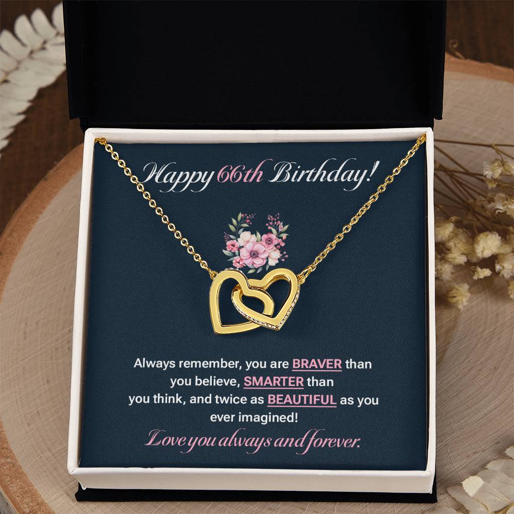 66th Birthday Gift for Her – Interlocking Hearts Necklace Box