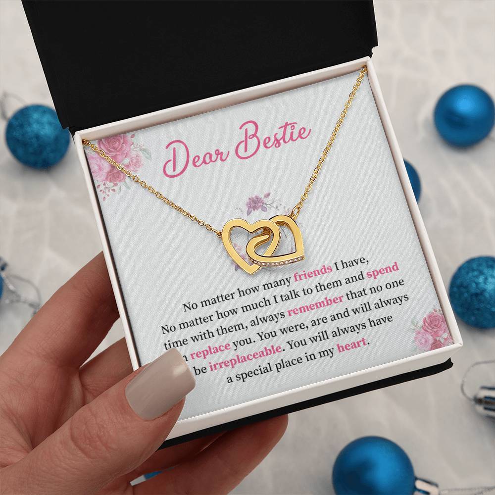 Interlocking Heart Necklace For Bestie with Gift Card