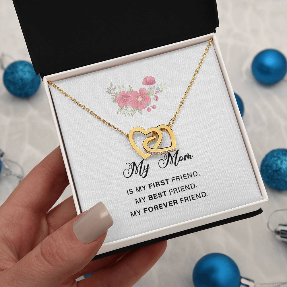 Interlocking Hearts Necklace For Mon with Sweet Message