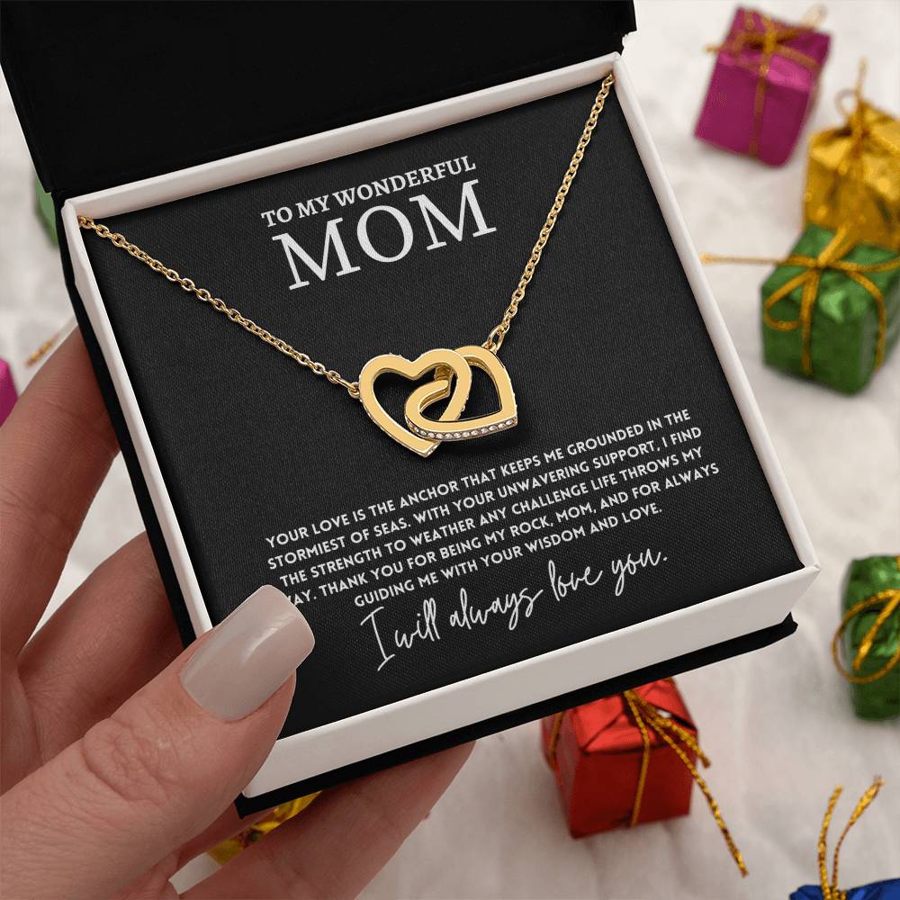 Interlocking Hearts Mom Necklace Gift from Daughter