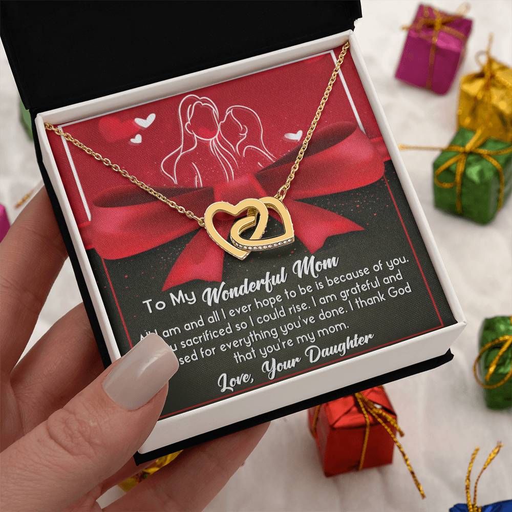 To My Wonderful Mom Necklace – Daughter Gift with Heartfelt Card
