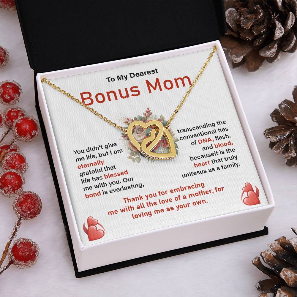 Bonus Mom Necklace Gift from Daughter with Card