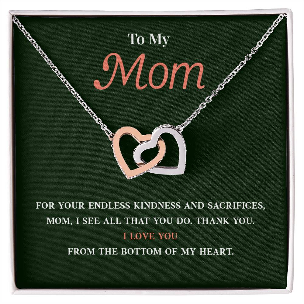 Necklace Gift for Mom With Interlocking Hearts and Card