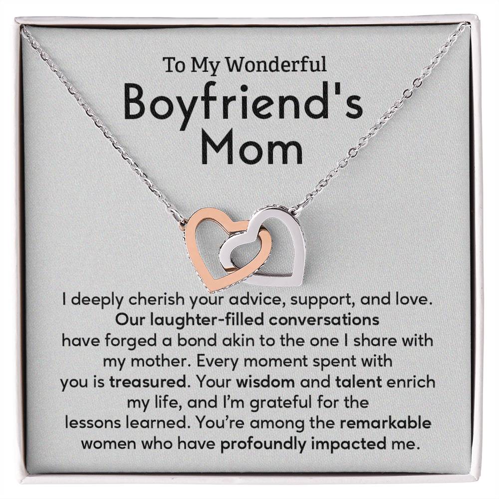 To My Wonderful Boyfriend's Mom Boyfriend’s Mom Appreciation Gift Necklace For Mom’s Wisdom And Talent Special Bond With Boyfriend’s Mom Necklace Meaningful Gift For Boyfriend’s Mom Necklace For Family Bond Unique Family Bond Necklace