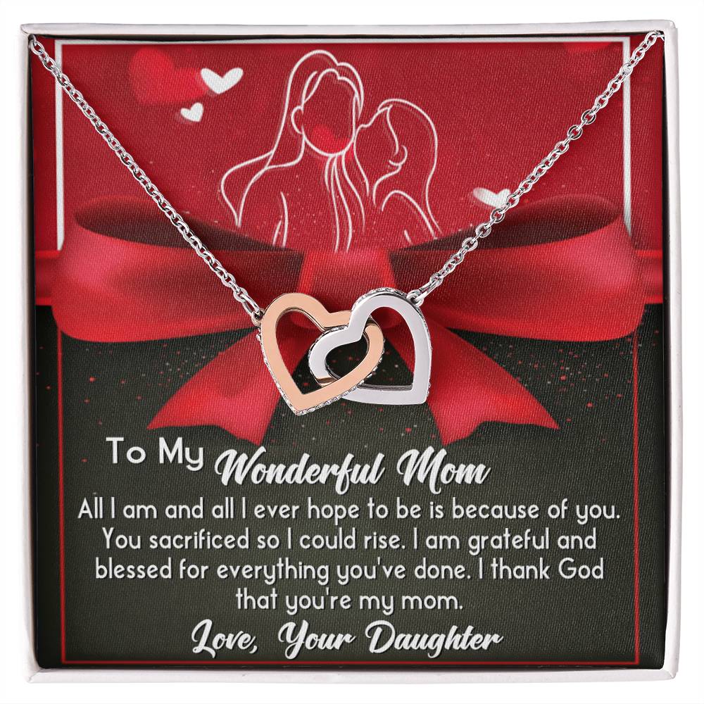 To My Wonderful Mom Necklace – Daughter Gift with Heartfelt Card