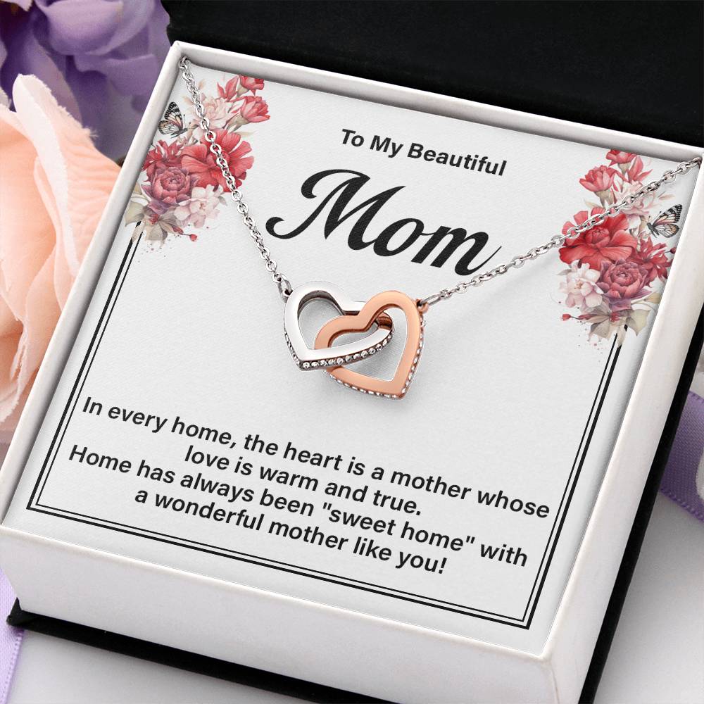 Mom Necklace Gift for Sweet Home Message Card