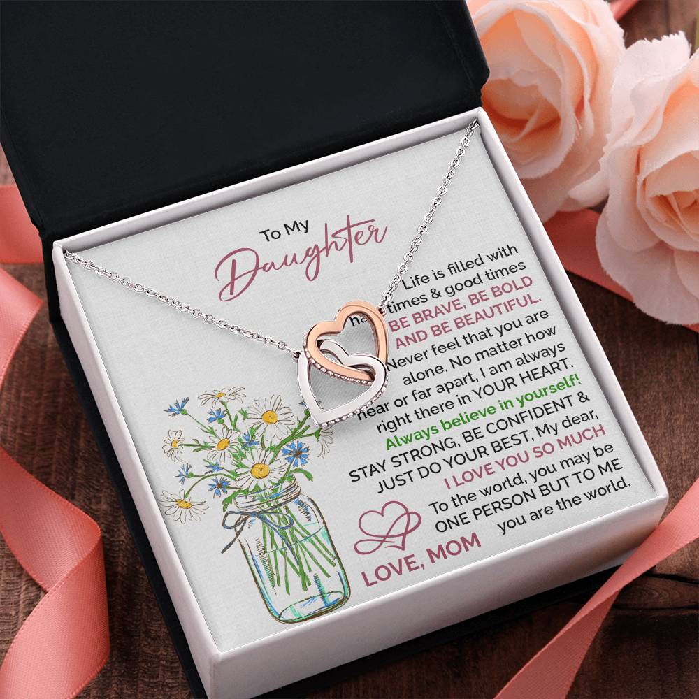 Daughter Necklace Gift with Floral Card from Mom