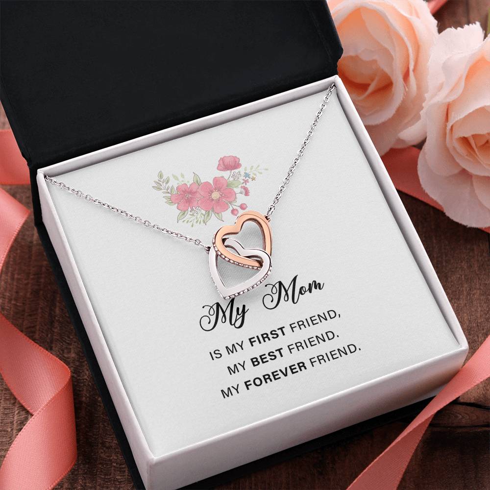 Interlocking Hearts Necklace For Mon with Sweet Message