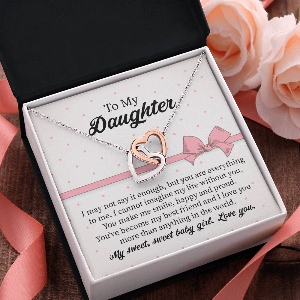 To My Daughter Interlocking Hearts Necklace Gift