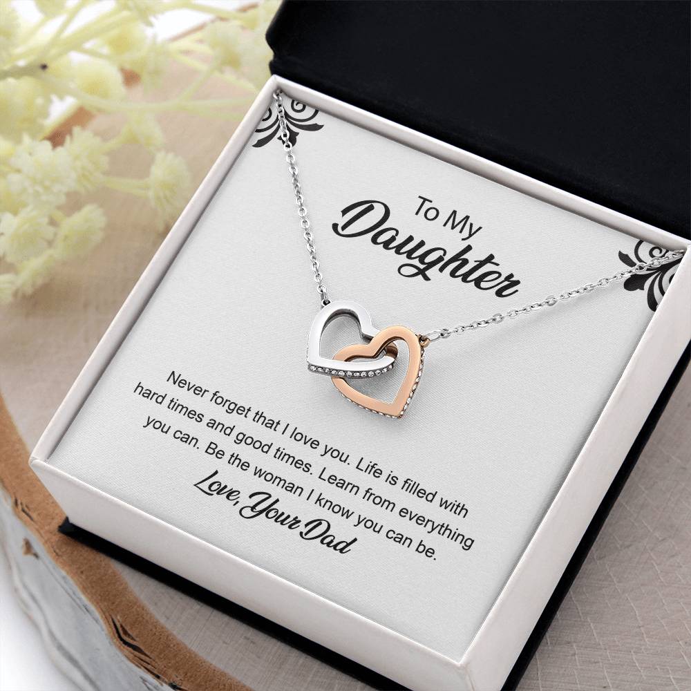 Daughter Gift from Dad with Heart Necklace & Card