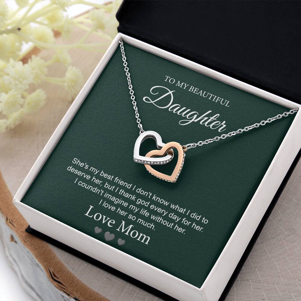 Daughter Necklace Gift from Mom with Love Note