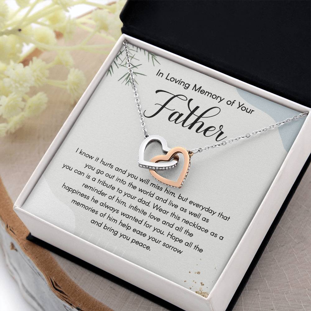 Loss of Father Memorial Necklace Interlocking Hearts Gift Box