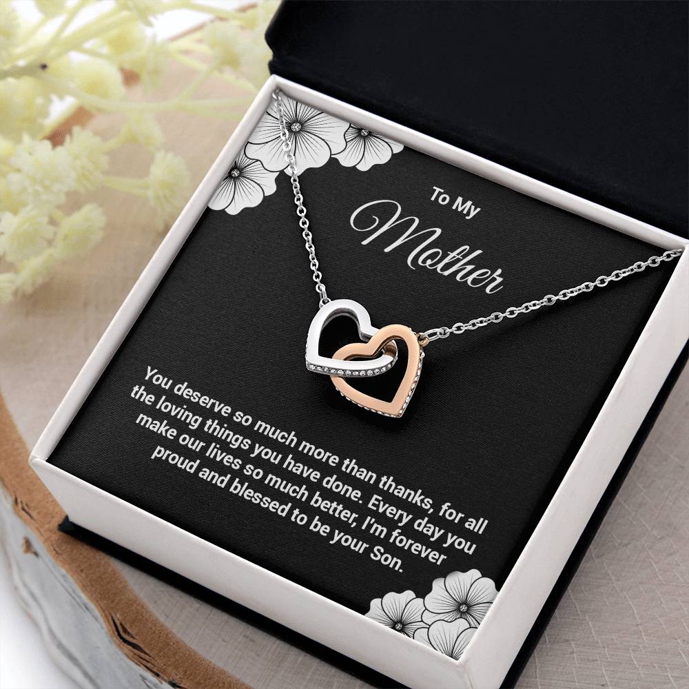 Mother Necklace Gift from Son with Message Card