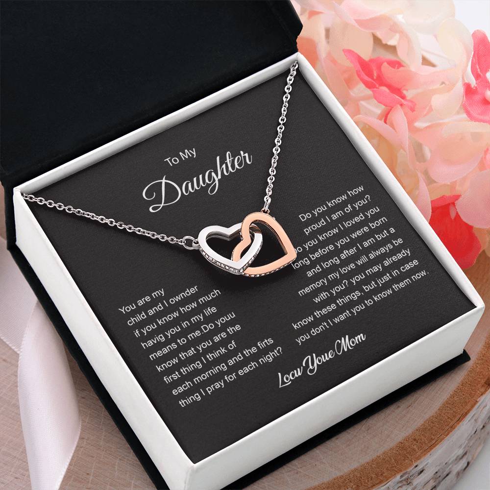 To My Daughter Necklace with Love and Prayer Card